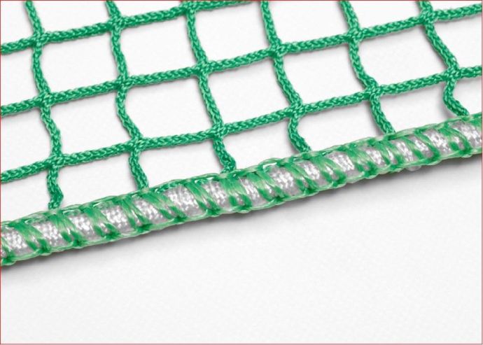 Pletená šňůra PP 4,5 mm všitá, béžová, zesílený lem sítě